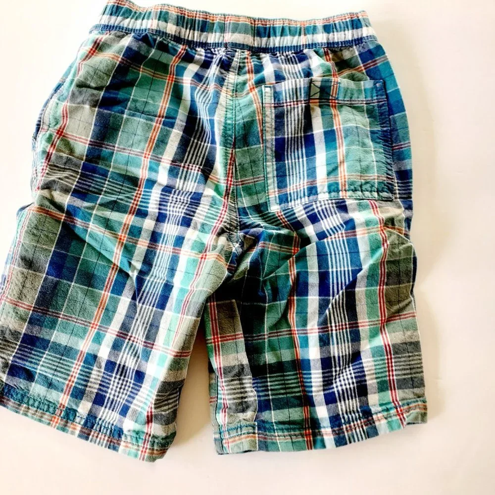 Children's Place Boys Shorts Blue Plaid Adjustable Waist Pull On Size 7